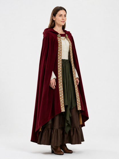 Medieval Hooded Cape for the Stage side view