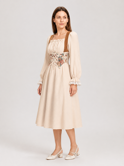 Renaissance Cosplay Dress with Puff Sleeves side view