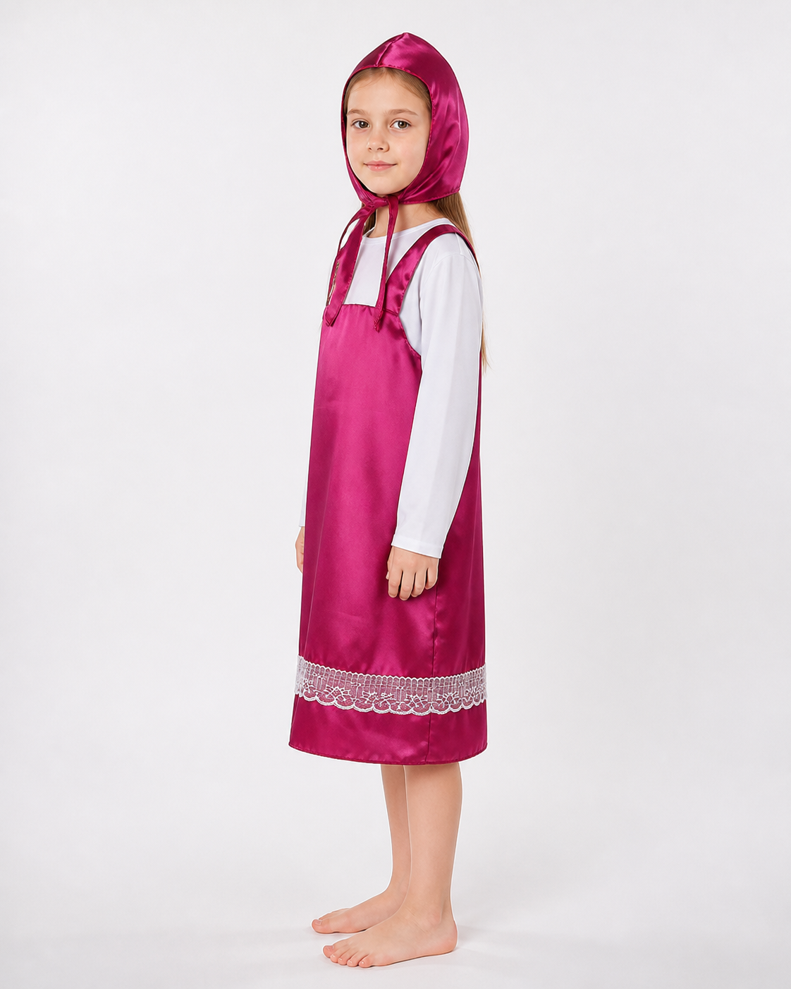 Masha Costume with a Pointed Hat and Lace Dress side view