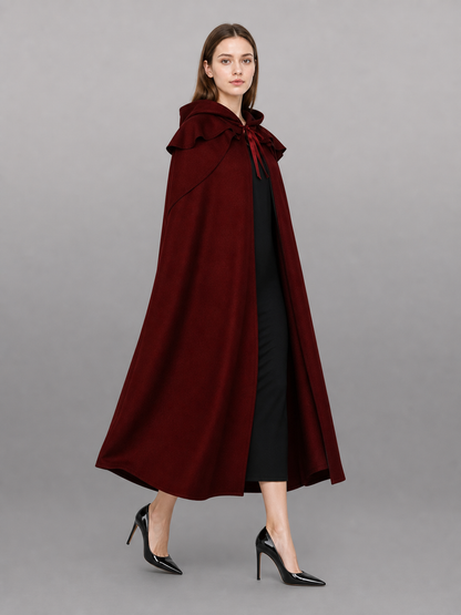 Dark Red Hooded Costume Cloak