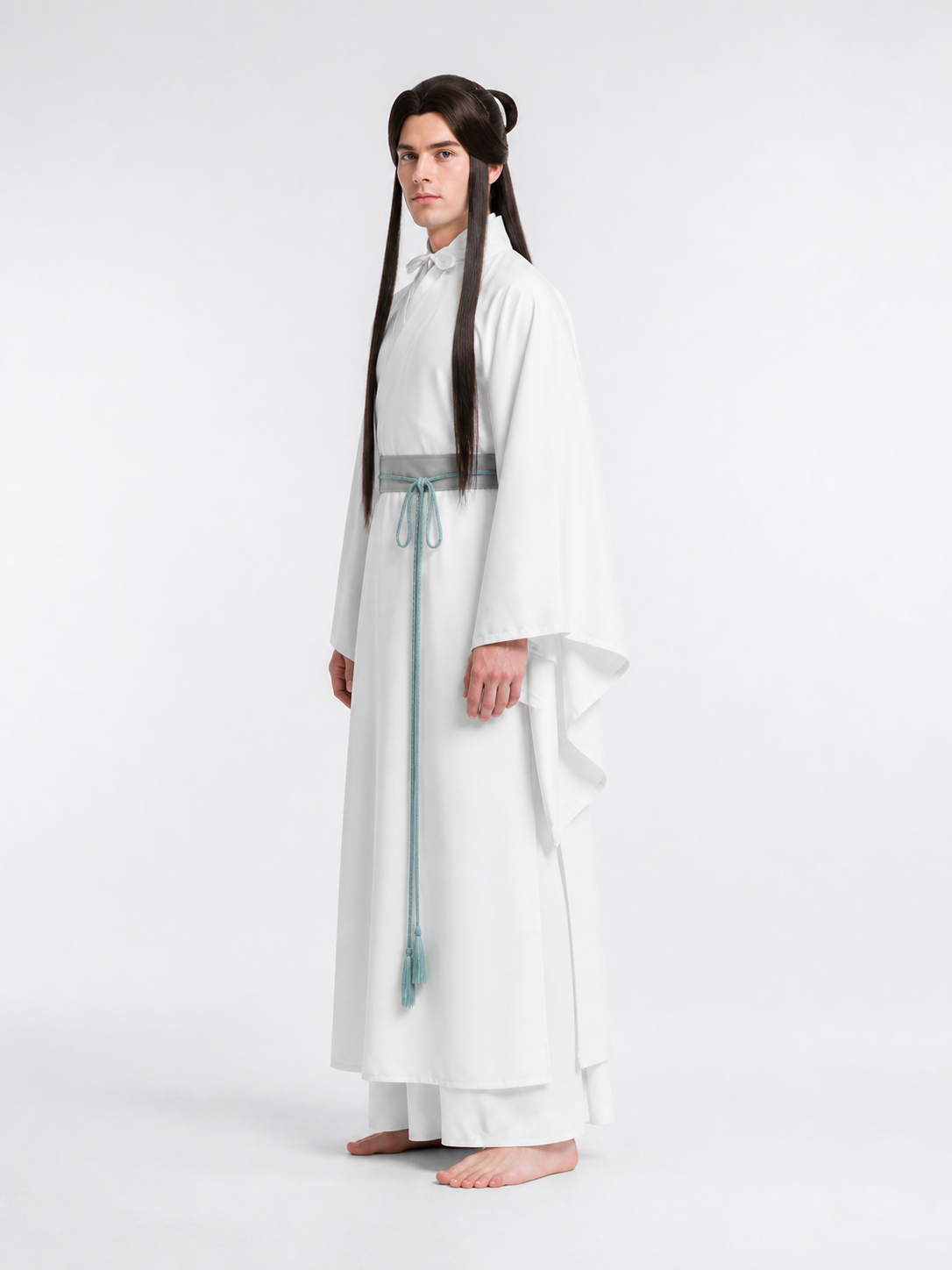 Xie Lian Cosplay Costume with Wig and Belt side view