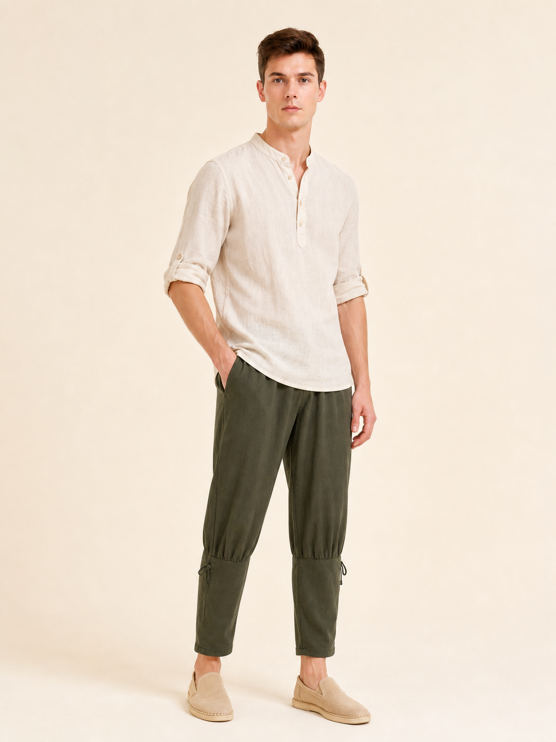 Relaxed-Fit Cargo Pants with Drawstring Cuffs