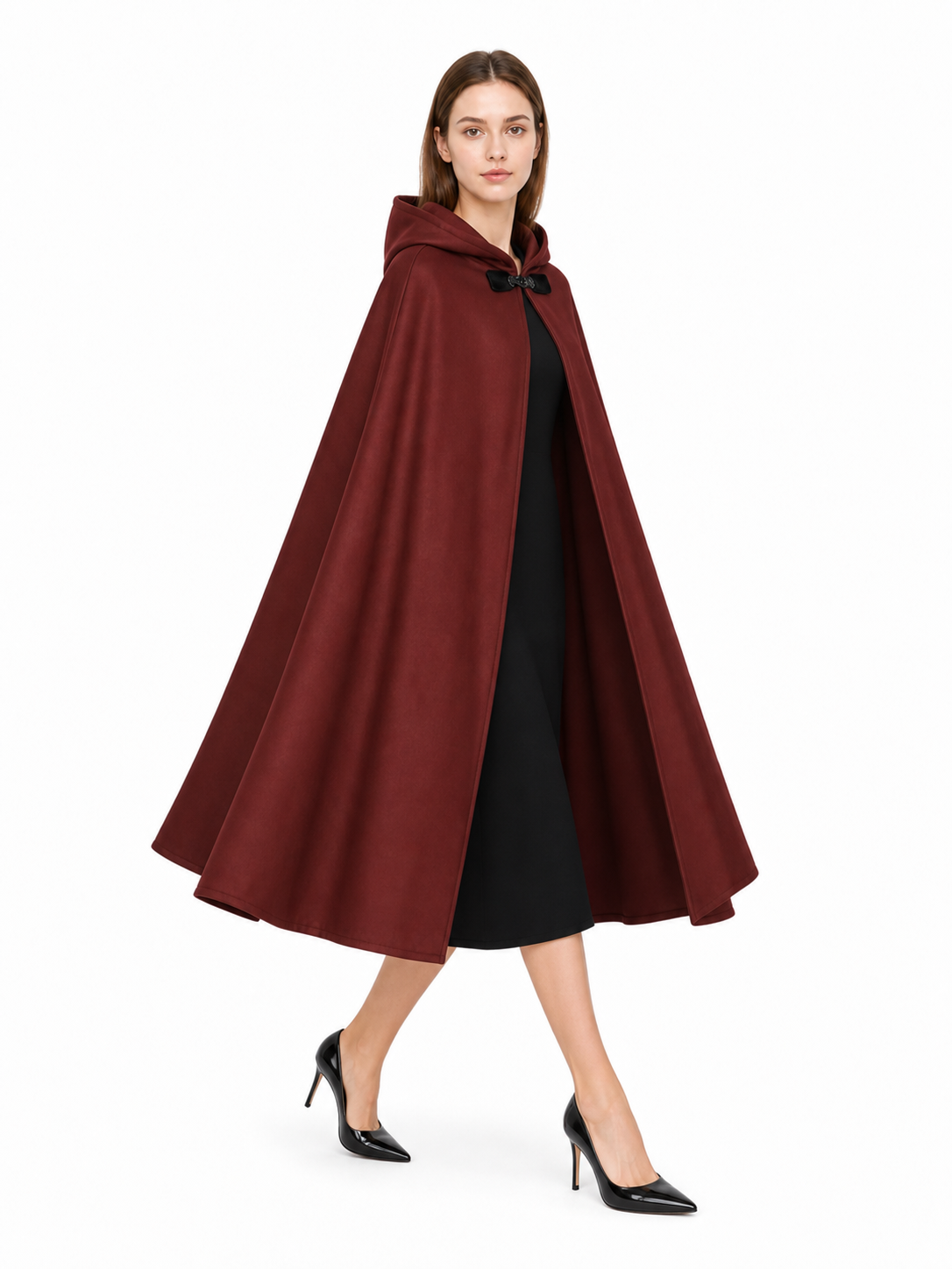 Burgundy Carnival Cloak with Hood for Cosplay