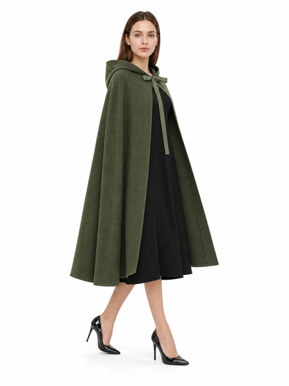 Olive Green Hooded Carnival Cloak