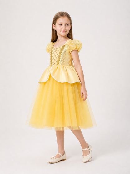 Yellow Princess Carnival Dress for Cosplay and Parties side view