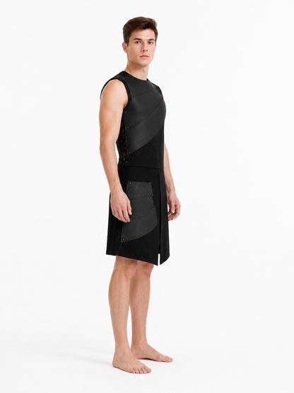 Sleeveless Asymmetrical Jumpsuit with Pocket in Black side view