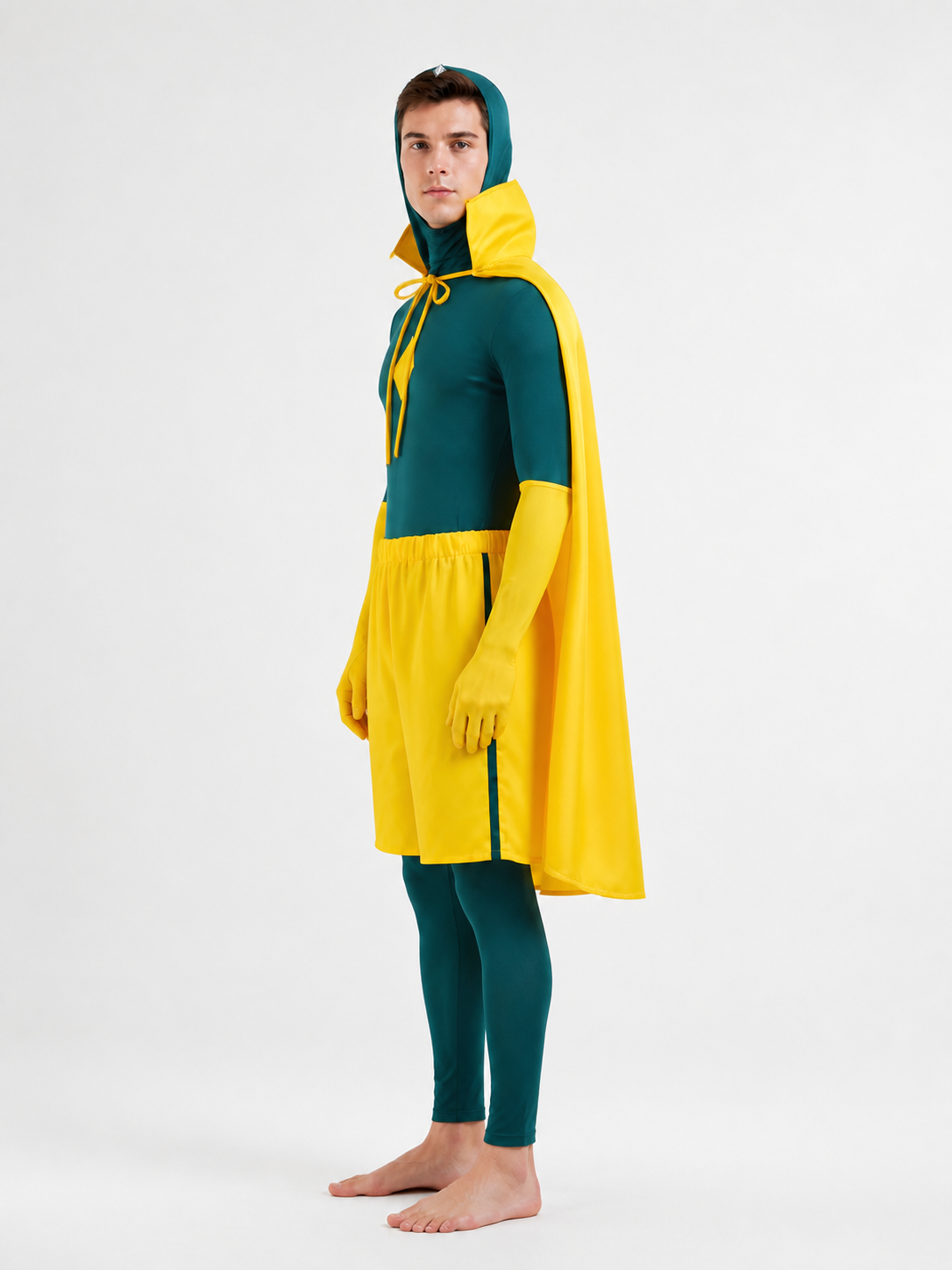 Cosplay Costume with Cape, Hood, and Gloves side view