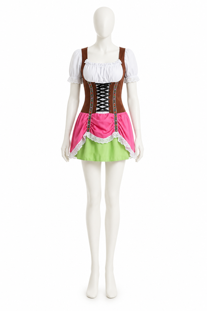 Short Tiered Dress with Lace and Lacing side view