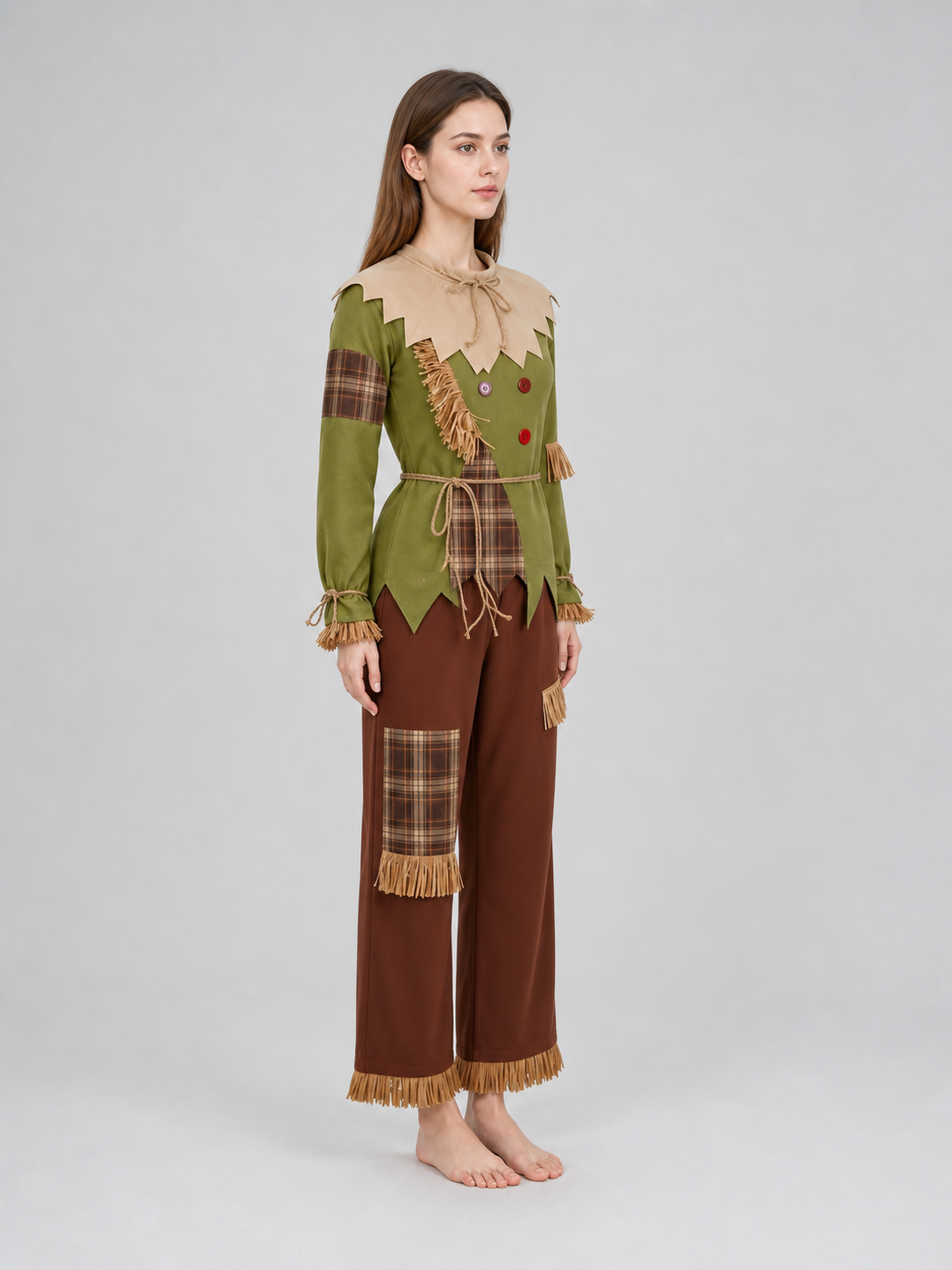 Scarecrow Costume with Hat and Scarf for Cosplay