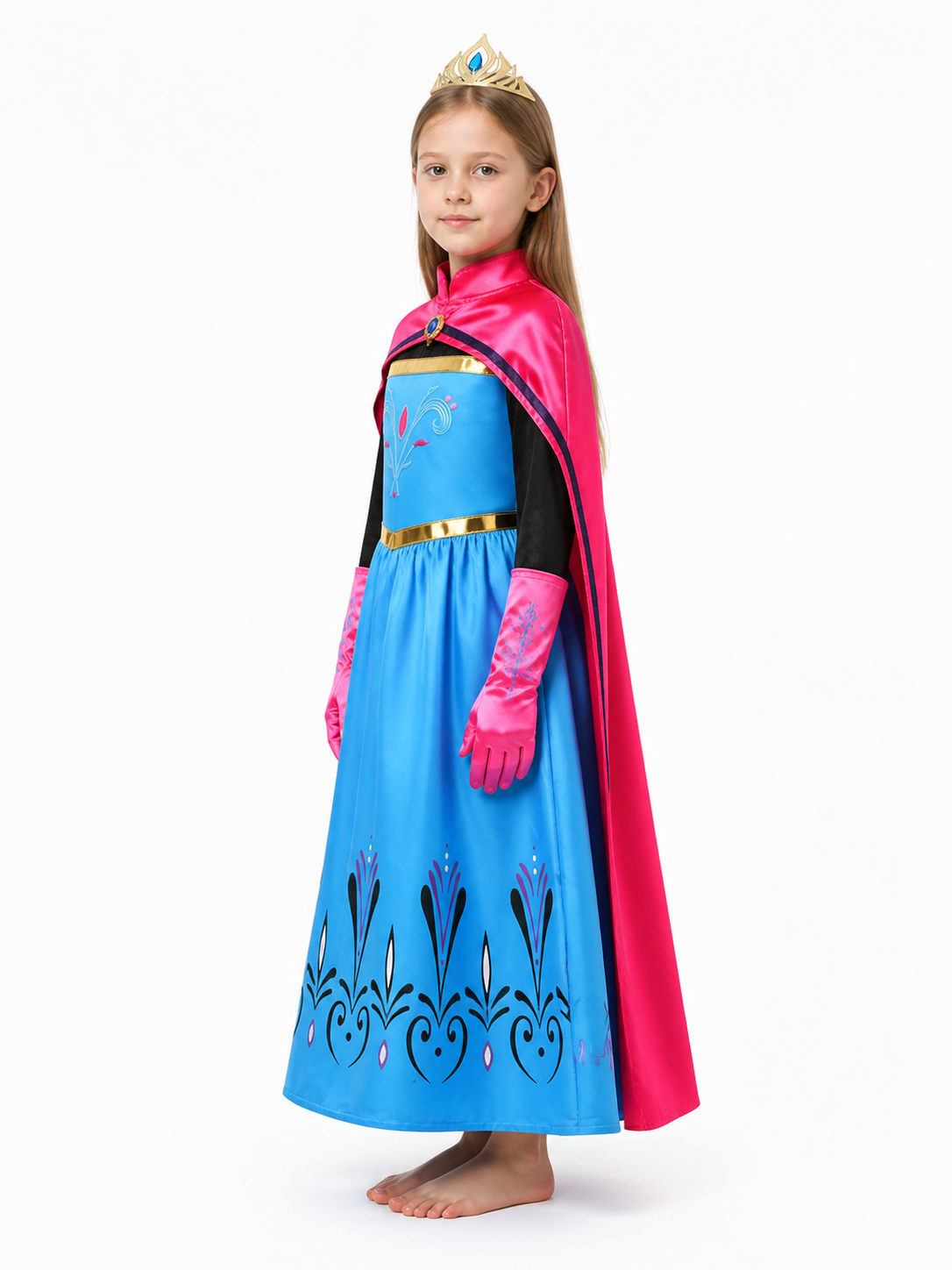 Princess Costume with Cape and Crown side view