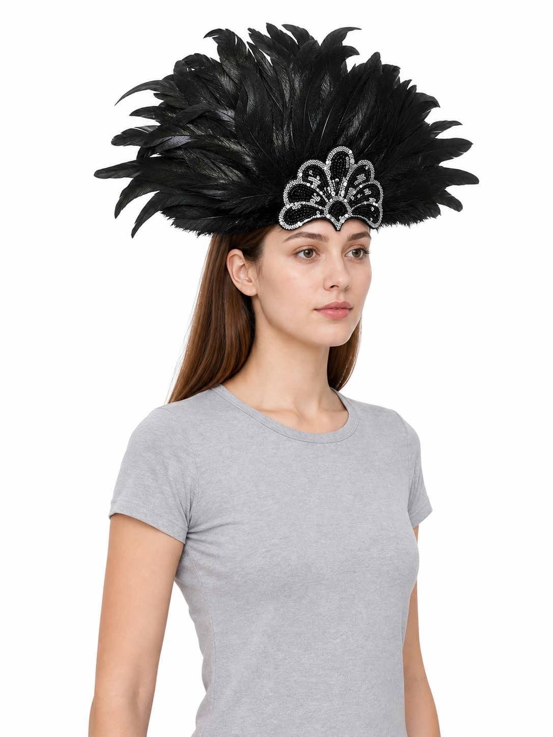 Carnival feather and sequin headpiece