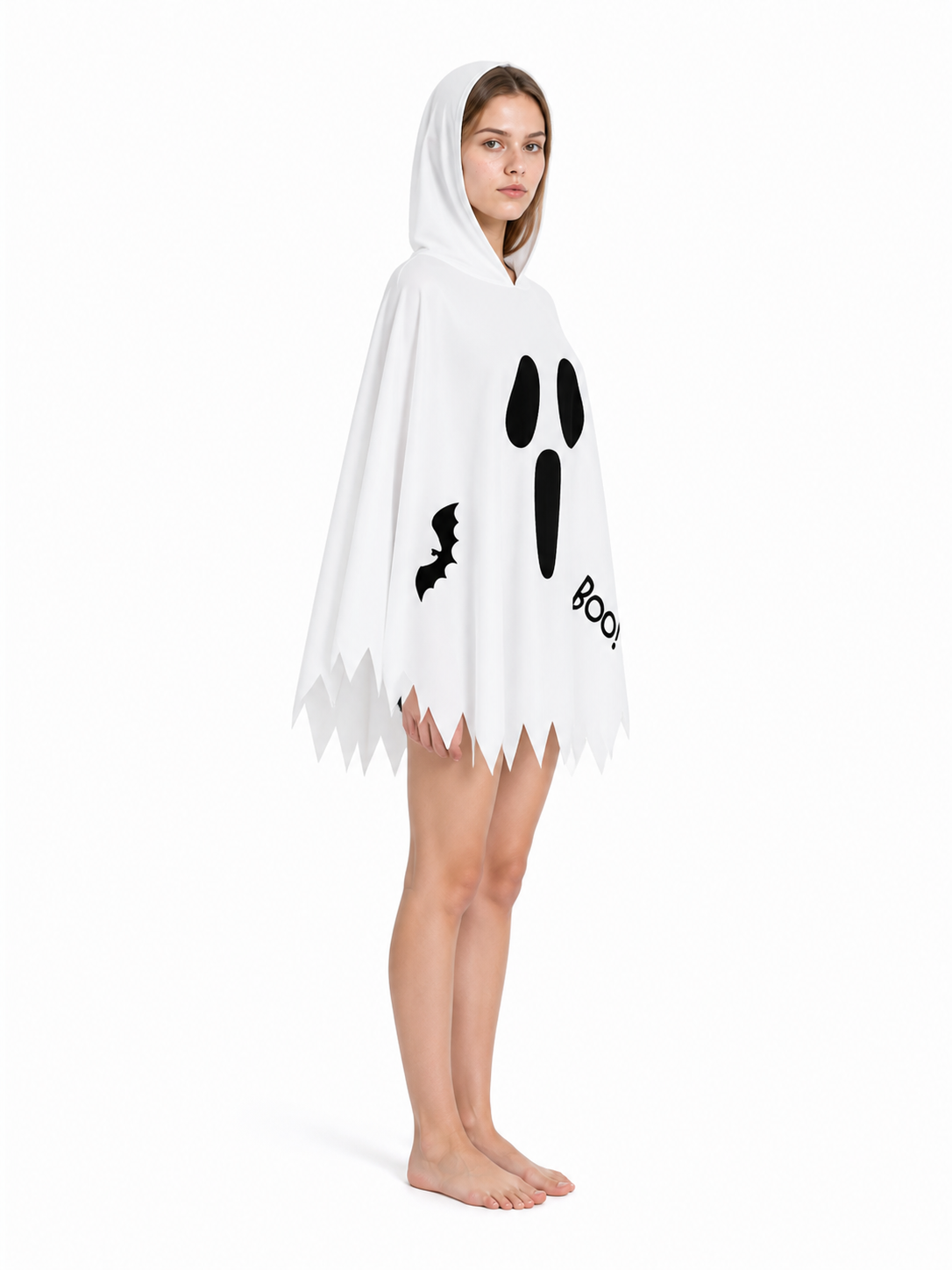 Hooded Cape with Glow-in-the-Dark Print side view
