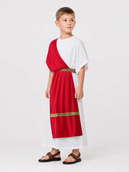 Ancient Greek Costume with Red and Gold Ribbons side view 7