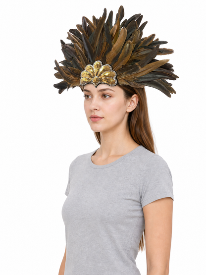 Sequined Feather Headpiece for Masquerade