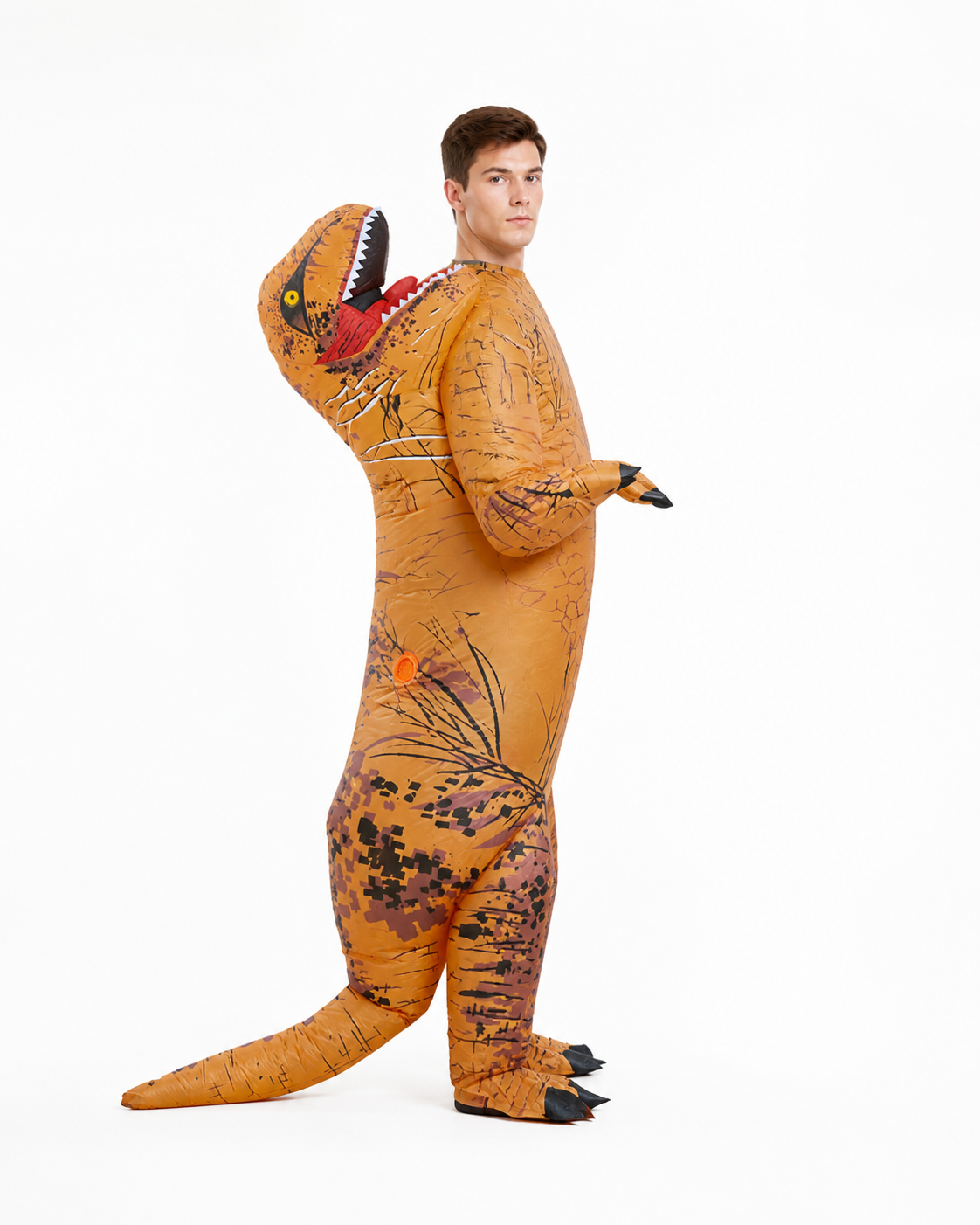 Inflatable Tyrannosaurus Costume with Tail and Claws side view