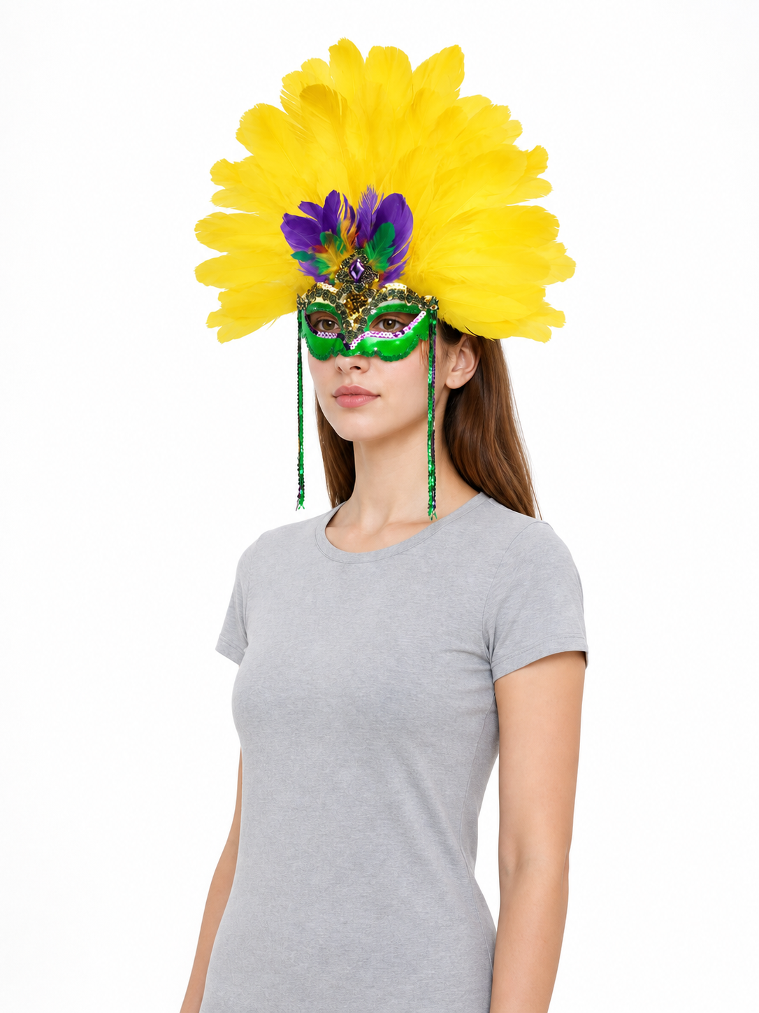 Carnival feather headdress with mask
