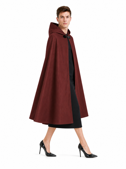 Burgundy Hooded Carnival Cloak for Cosplay