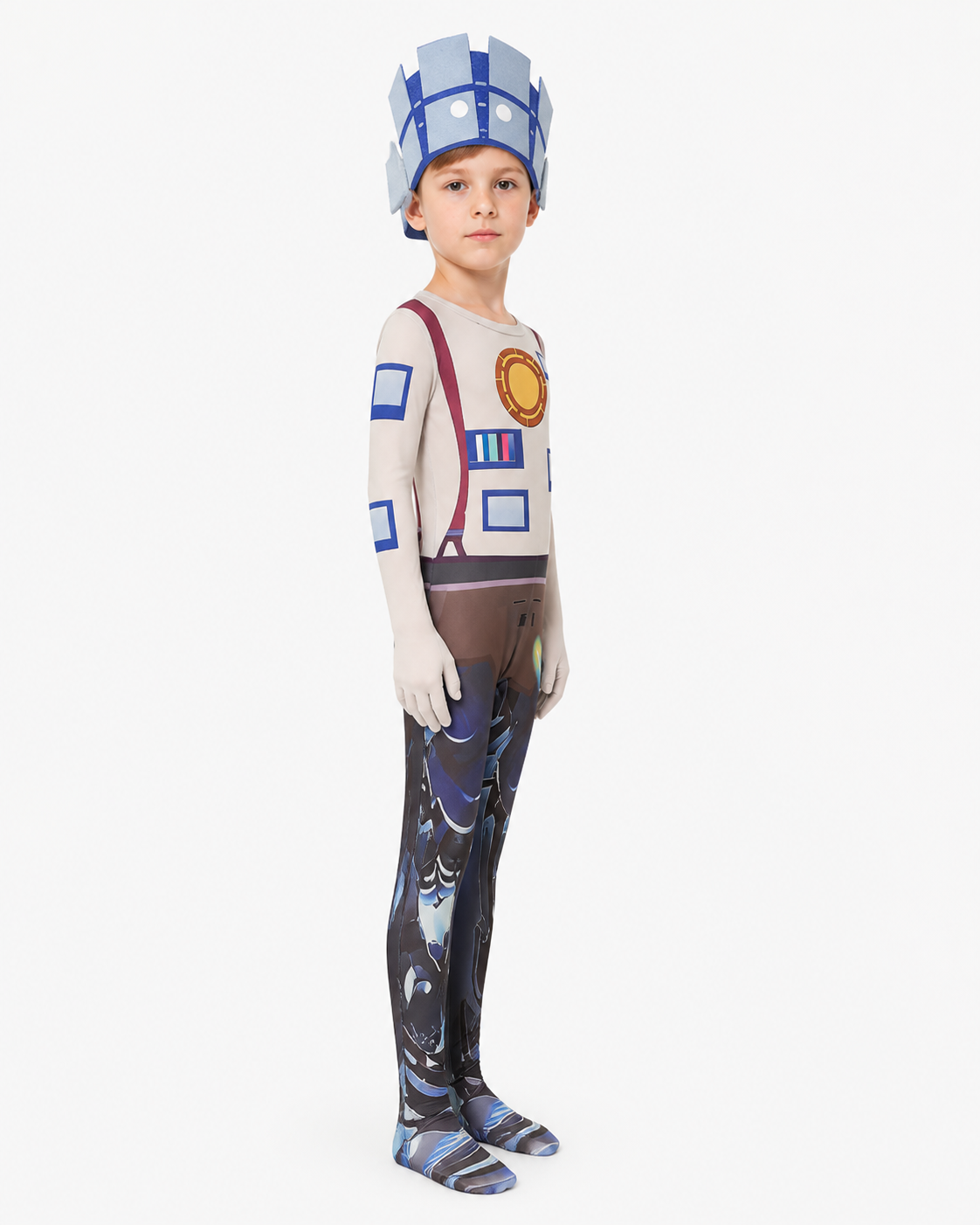 TV Man cosplay jumpsuit with mask side view
