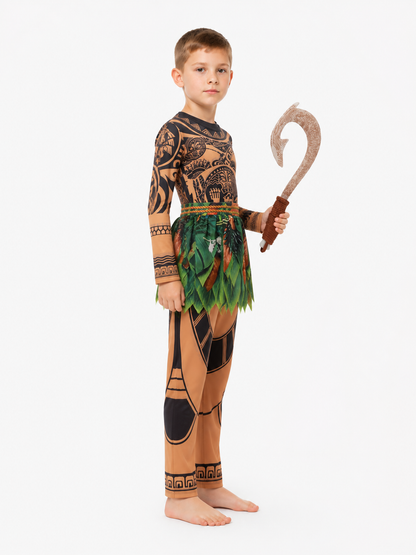 Maui Carnival Costume with Leaves and Hook side view