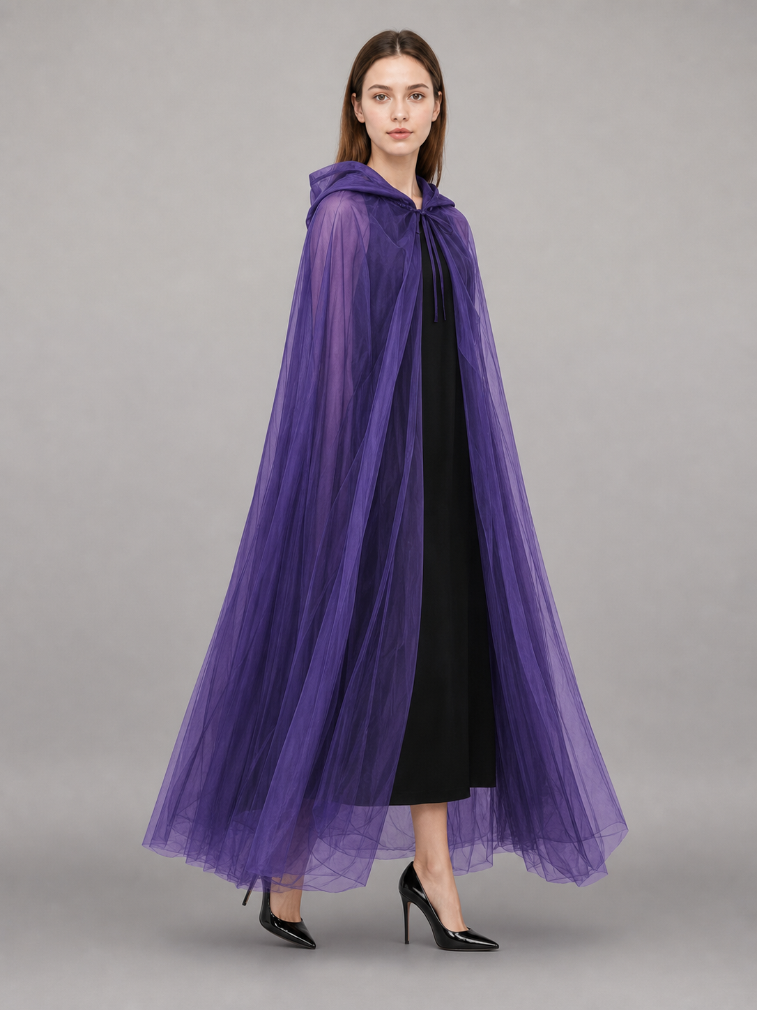 Purple Hooded Costume Cloak