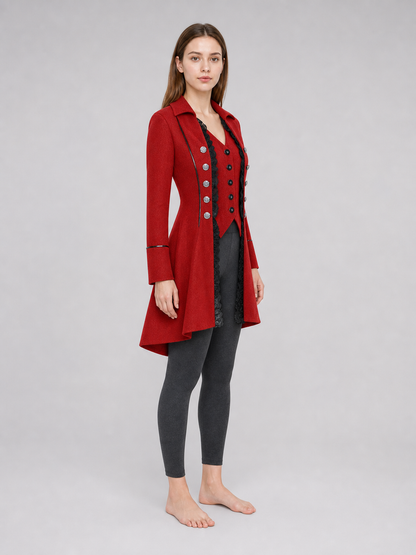 Red decorative tailcoat with long sleeves