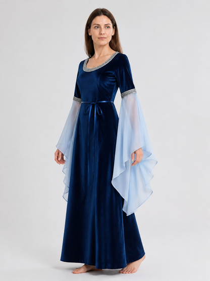Medieval Dress with Flared Sleeves for Cosplay side view