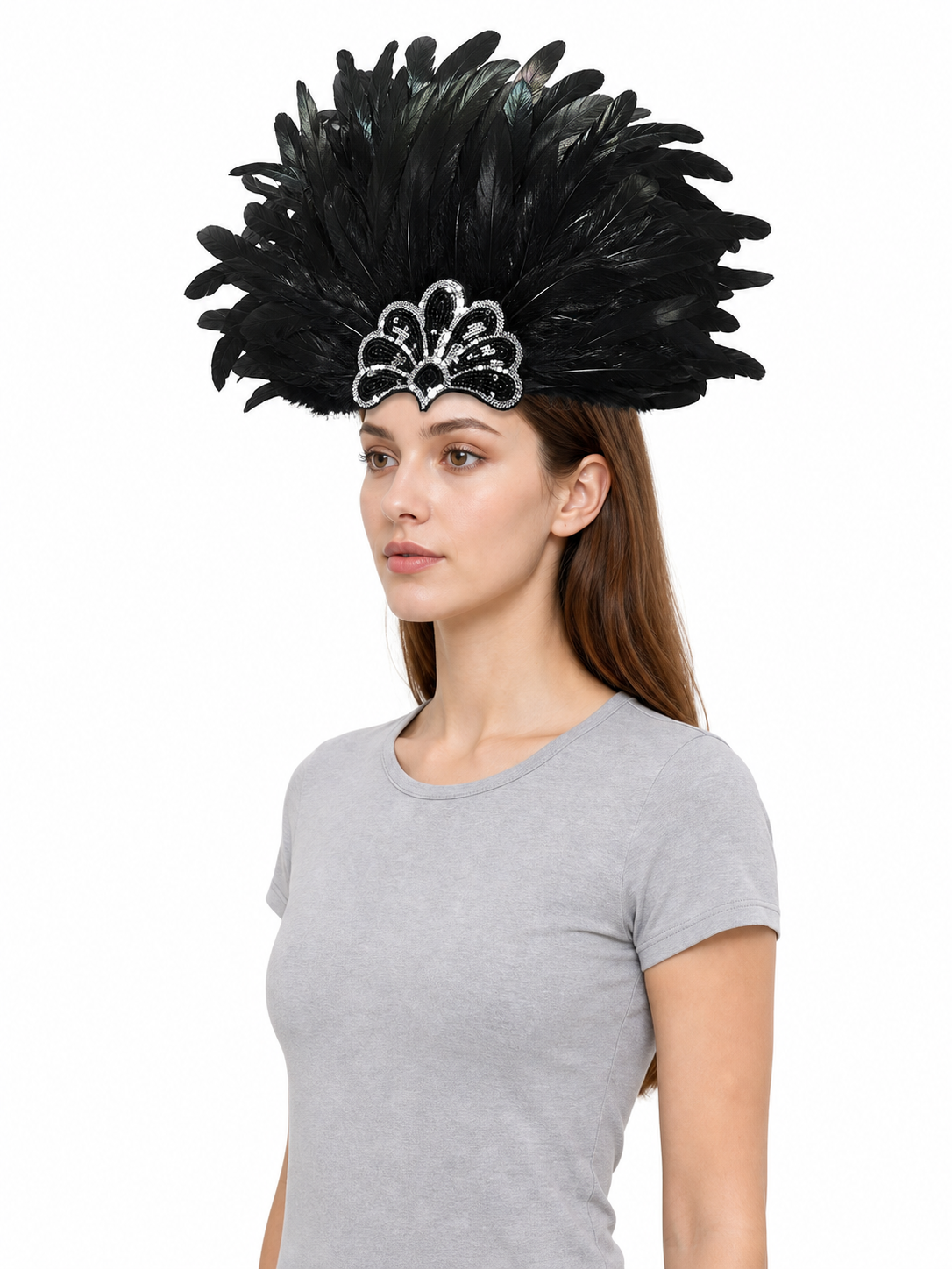 Carnival feather and sequin headpiece