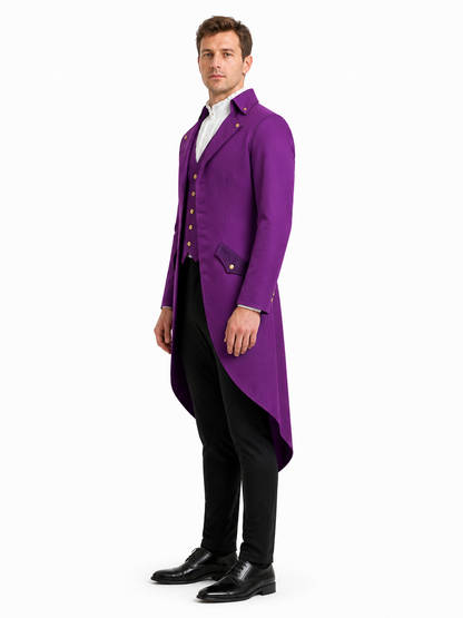 Men's Retro-Punk Tailcoat with Gold Buttons side view