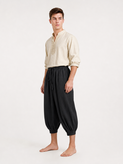 Black cropped drawstring harem pants product view 17