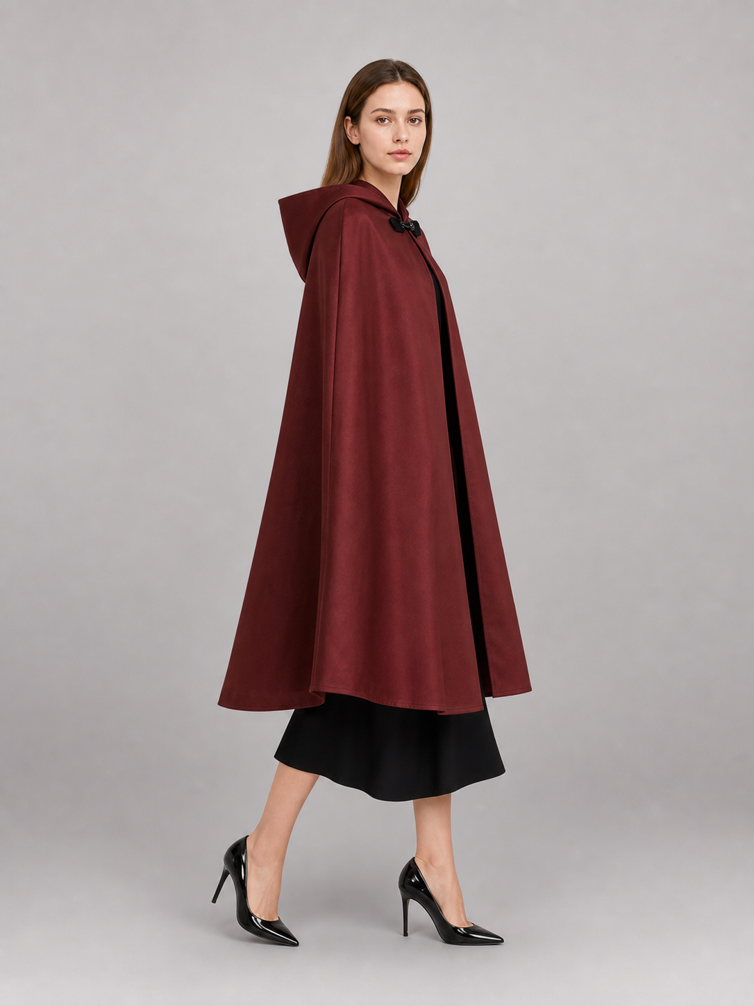 Burgundy Hooded Carnival Cloak for Cosplay