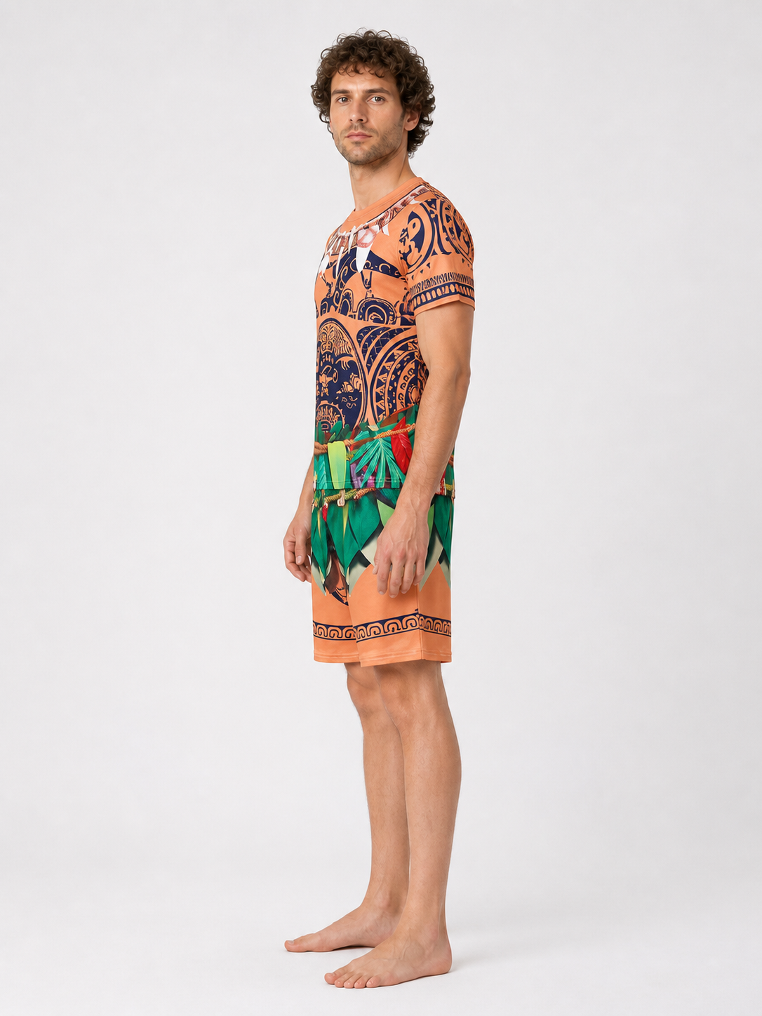 Kids' Moana Maui Costume, T-Shirt and Shorts side view