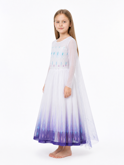 Long Elsa Dress with Mesh for Halloween side view