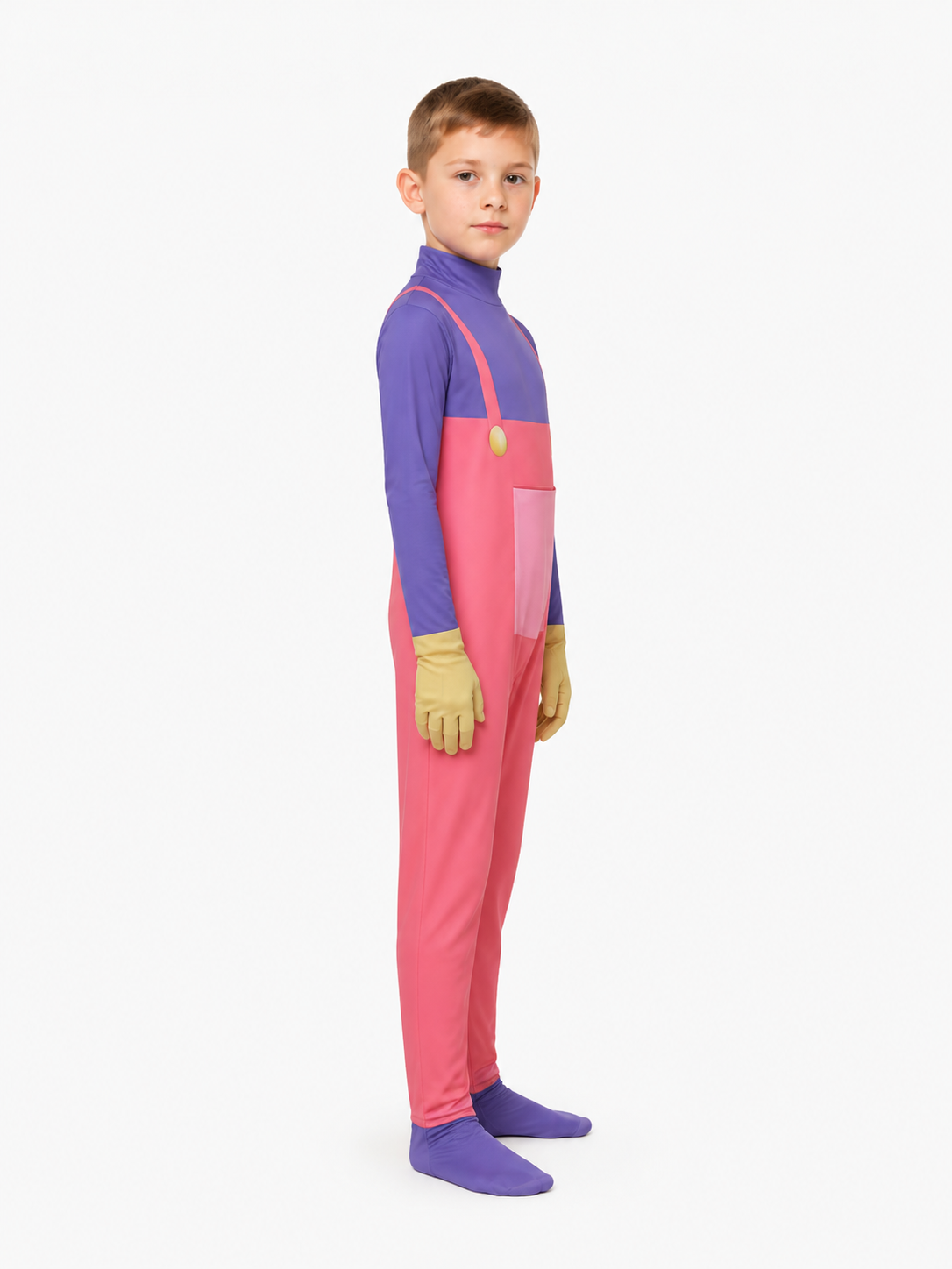 Circus Clown Cosplay Jumpsuit, Pink and Purple side view
