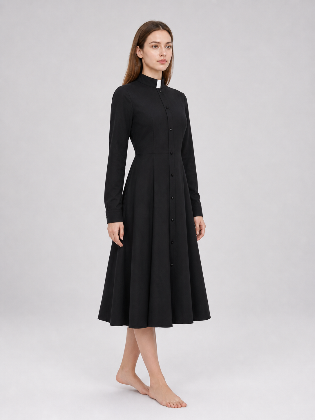 Black priest cosplay dress with collar