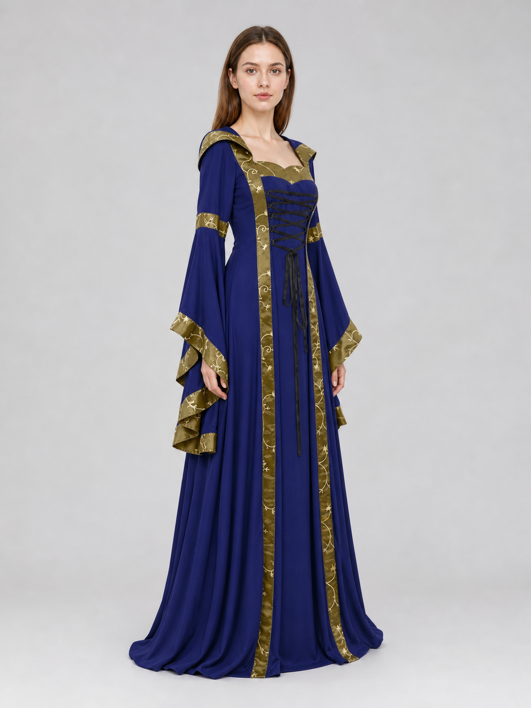 Medieval Hooded Dress with Lacing