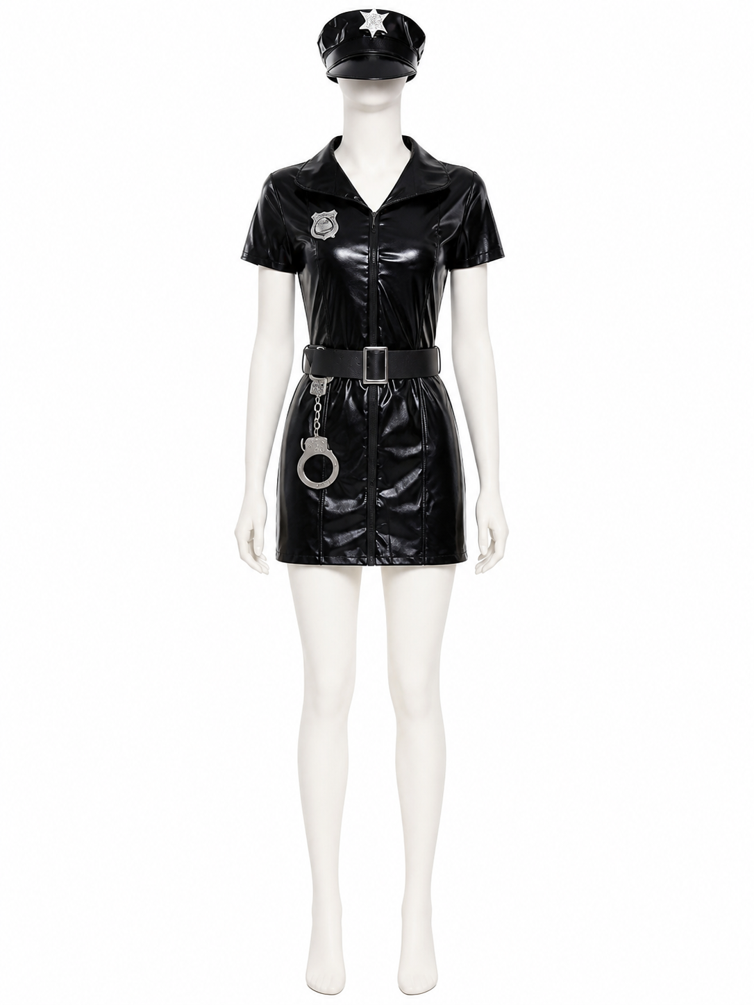 Police Jumpsuit with Cap, Belt, and Handcuffs side view