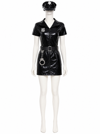 Police Jumpsuit with Cap, Belt, and Handcuffs side view