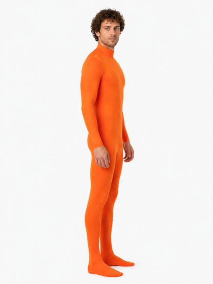 Orange One-Piece Faceless Jumpsuit for Performances side view