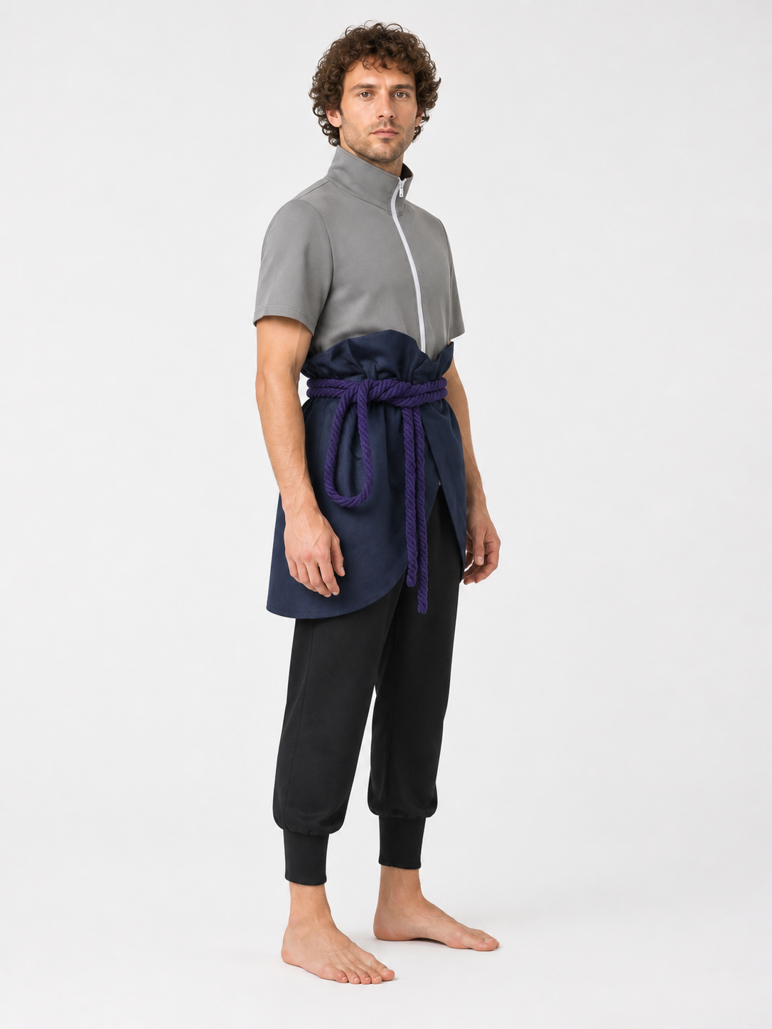 Sasuke Naruto Cosplay Costume Set with Belt side view