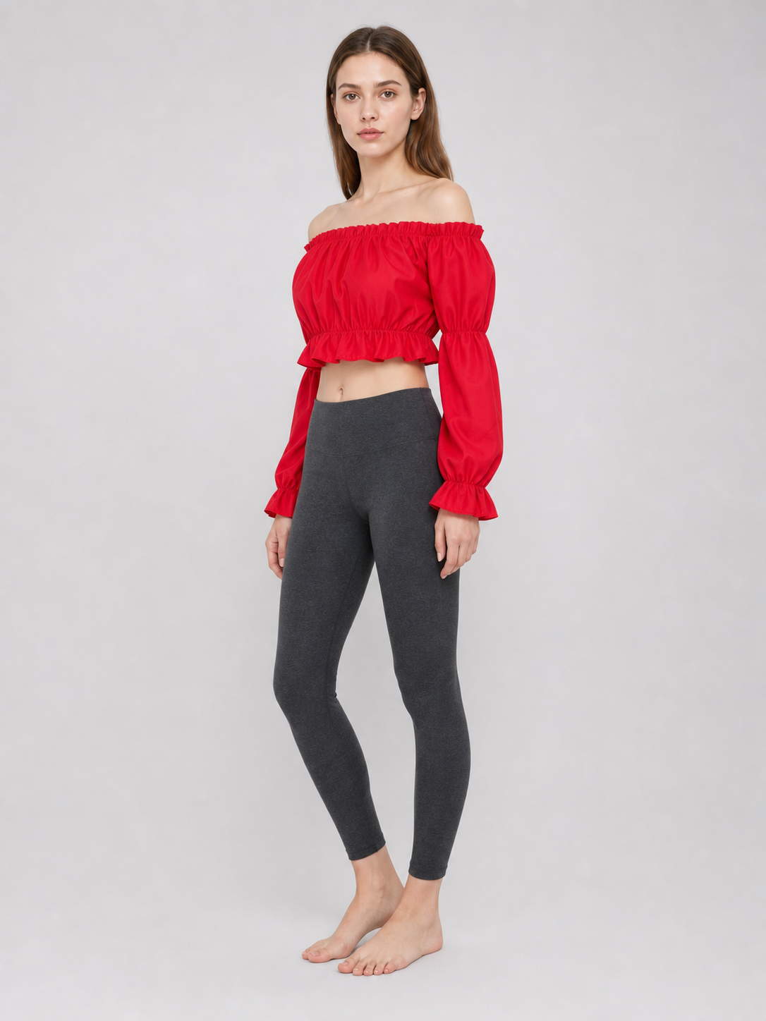 Red off-the-shoulder cropped top