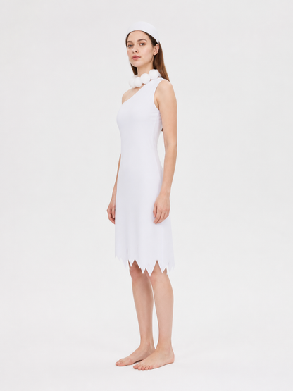 Sleeveless One-Shoulder White Halloween Dress side view