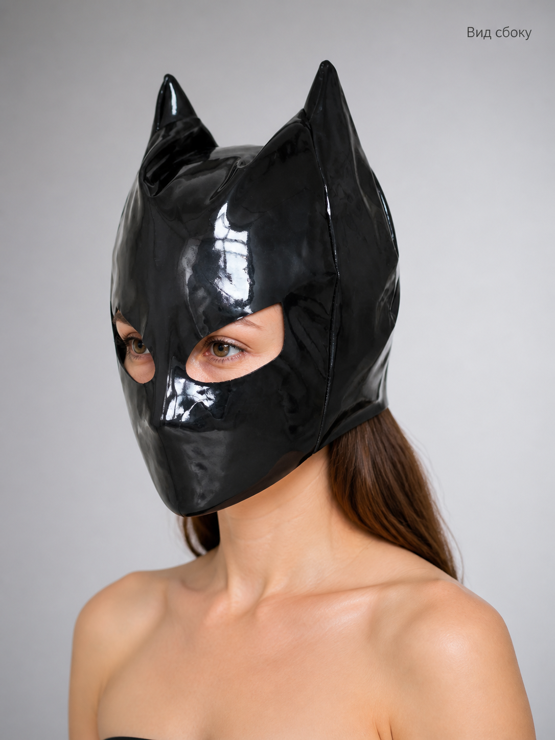 Black Carnival Headpiece with Cat Ears side view