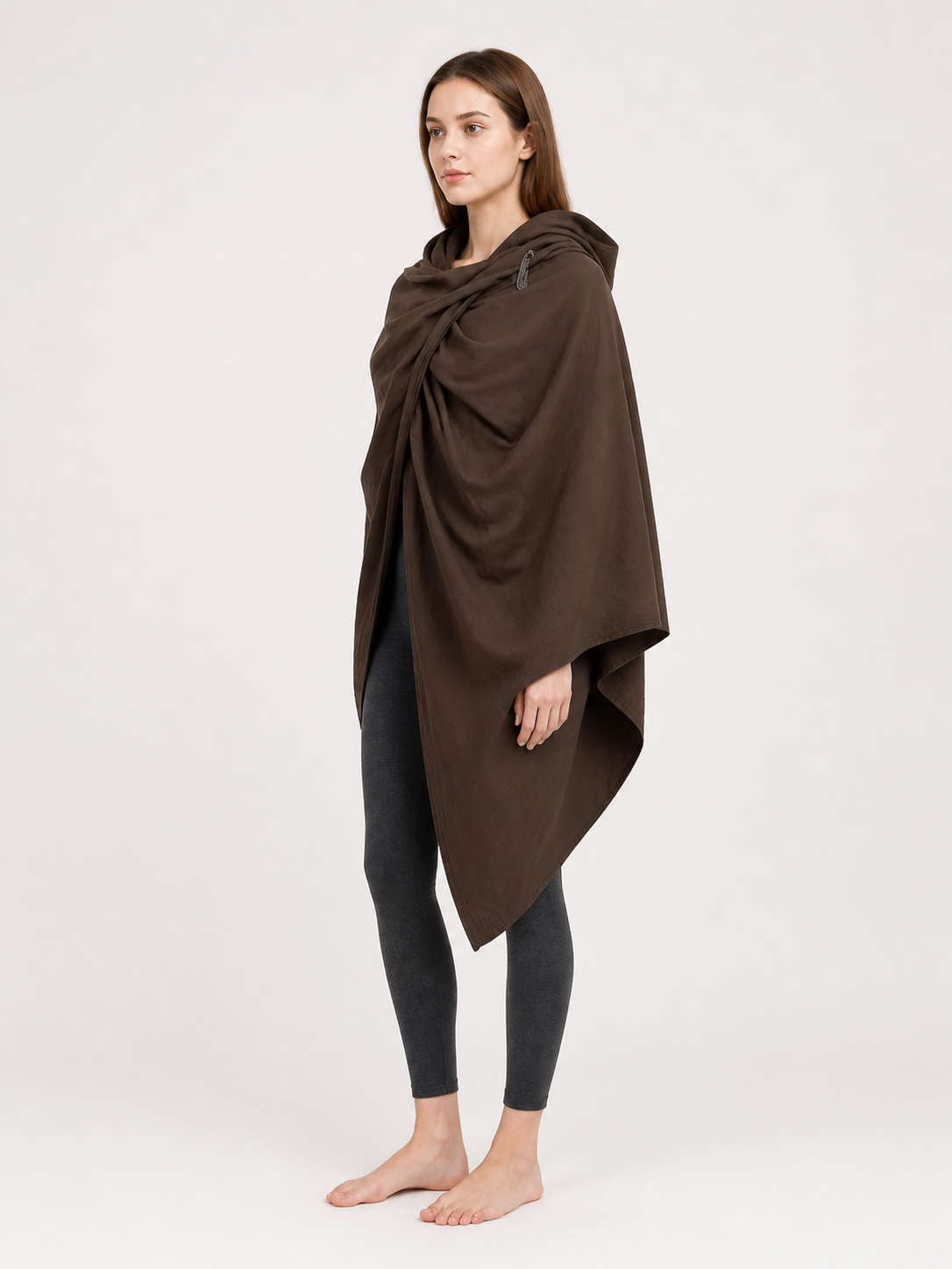 Brown Carnival Cloak with Hood side view