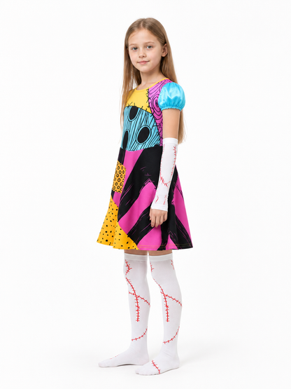 Girls’ Sally Patchwork Costume Dress for Halloween side view
