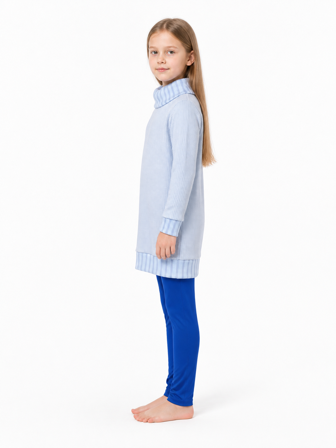 Children’s Joy Costume from Inside Out 2: Light Blue Top and Pants side view