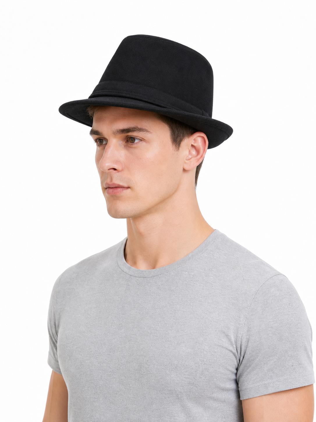 Black Carnival Fedora Hat with Wide Brim
