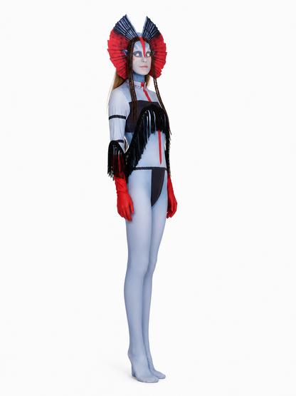 Avatar 3 Cosplay Costume, Jumpsuit and Headpiece side view