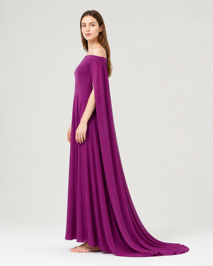 Maxi Dress with Off-the-Shoulder Design and Wide Sleeves side view