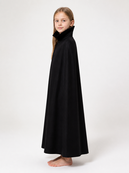Black Vampire Cloak with High Collar side view