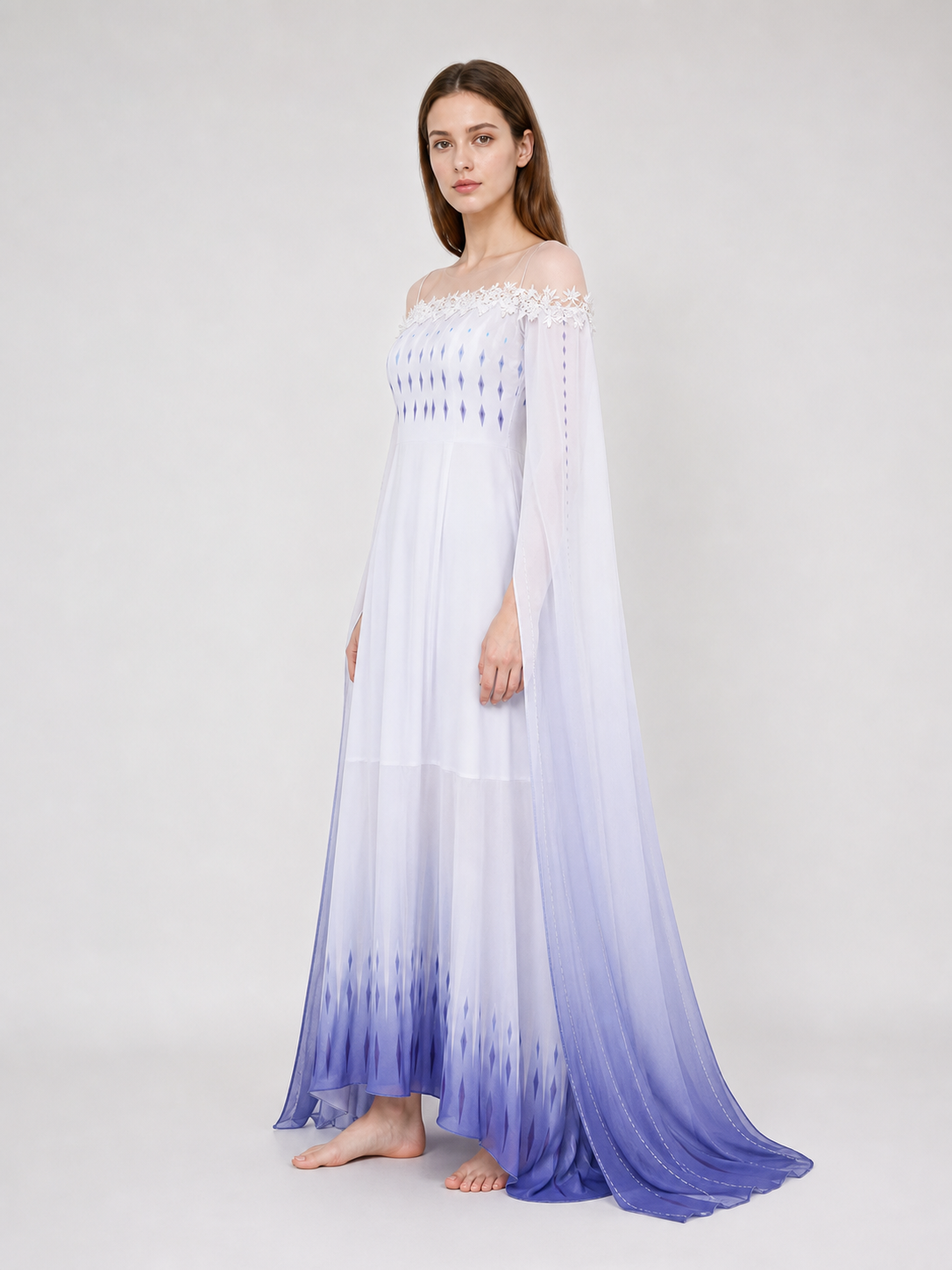 Elsa Cosplay Dress with Capes and Gradient